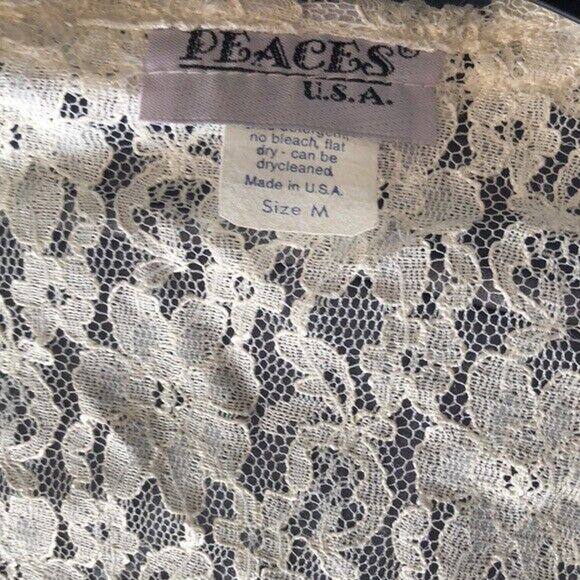 Peaces size Medium Lace & Fringe long sleeved open cardigan made in USA - Picture 3 of 7
